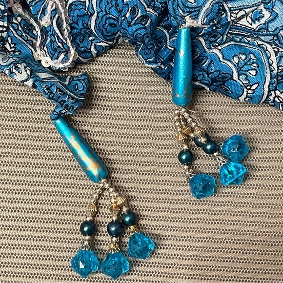 NWOT JUNGLEE BILLEE BOUTIQUE Cotton Boho Shorts with Beaded Ties - Picture 5 of 5